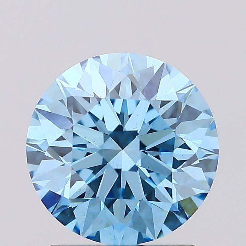 1.55 Ct. Fancy Vivid Blue Round Lab Grown Diamond
