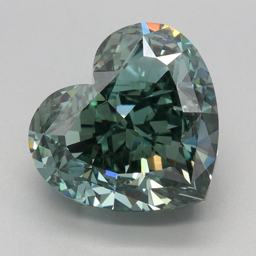 3.38 Ct. Fancy Vivid Green Heart Lab Grown Diamond