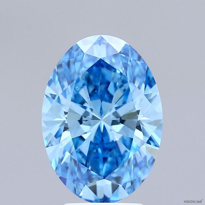 3.11 Ct. Fancy Vivid Blue Oval Lab Grown Diamond