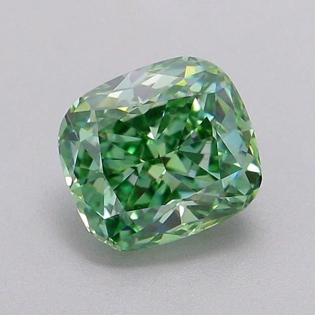 1.04 Ct. Fancy Vivid Green Cushion Lab Grown Diamond
