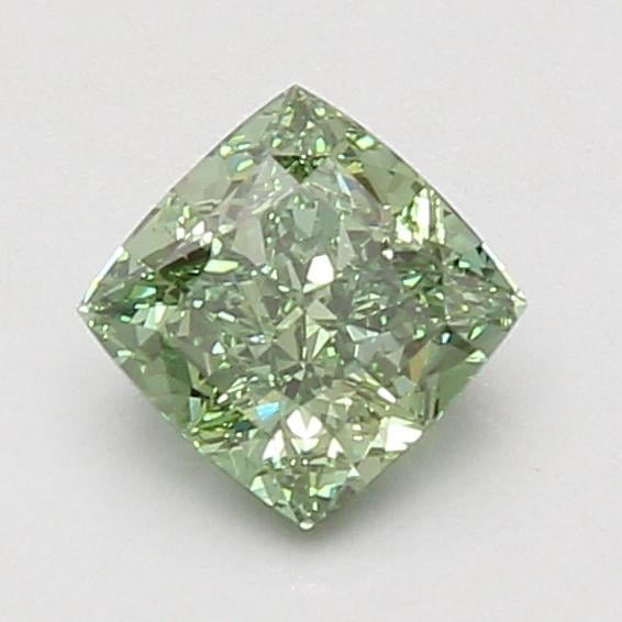 1.07 Ct. Fancy Vivid Green Cushion Lab Grown Diamond
