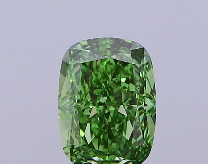 1.03 Ct. Fancy Vivid Green Cushion Lab Grown Diamond
