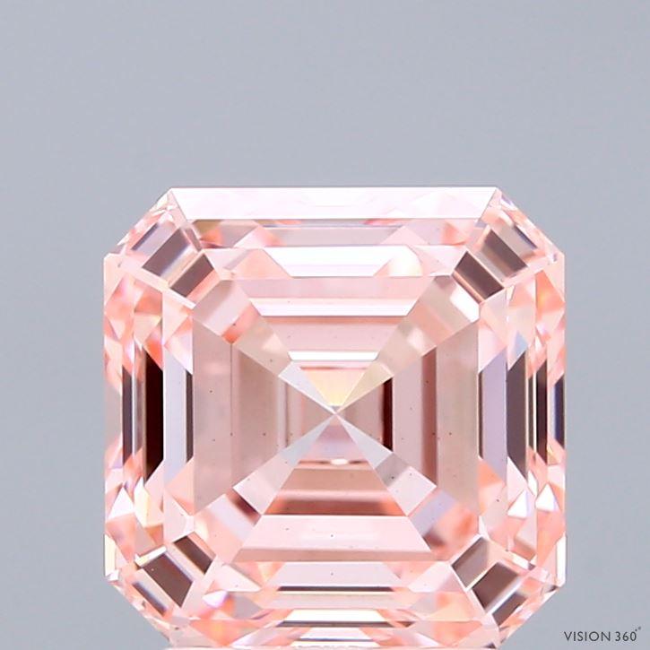 3.16 Ct. Fancy Intense Pink Asscher Lab Grown Diamond