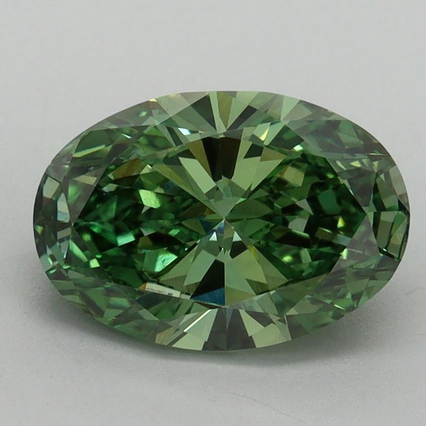 2.00 Ct. Fancy Vivid Green Oval Lab Grown Diamond