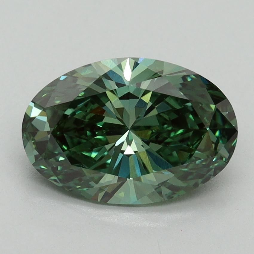 2.00 Ct. Fancy Vivid Green Oval Lab Grown Diamond