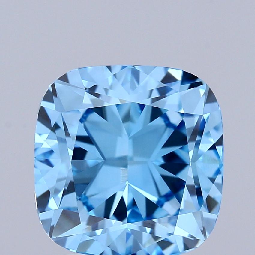 3.23 Ct. Fancy Vivid Blue Cushion Lab Grown Diamond
