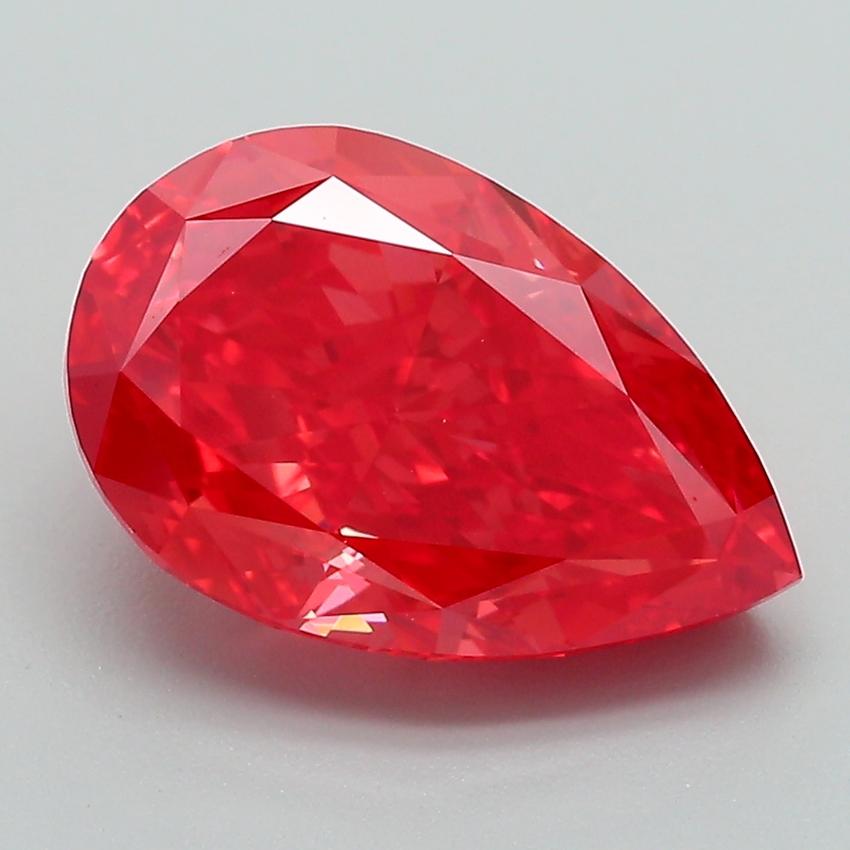 3.82 Ct. Fancy Vivid Red Pear Lab Grown Diamond