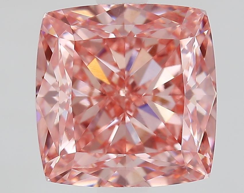 3.09 Ct. Fancy Vivid Pink Cushion Lab Grown Diamond