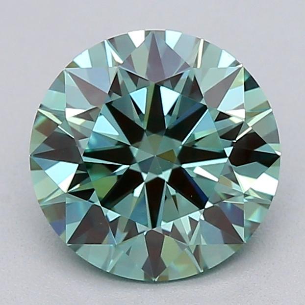 1.02 Ct. Fancy Vivid Bluish Green Round Lab Grown Diamond