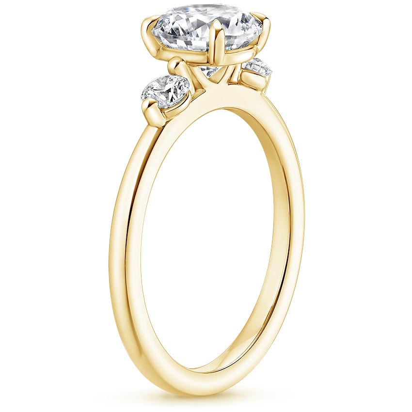 18K Yellow Gold Perfect Fit Three Stone Diamond Ring, large side view