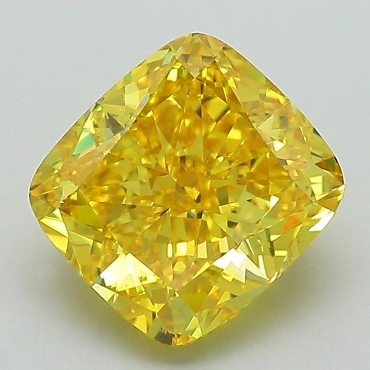 2.30 Ct. Fancy Vivid Yellow Cushion Lab Grown Diamond
