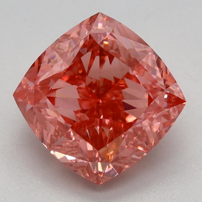 2.61 Ct. Fancy Vivid Pink Cushion Lab Grown Diamond