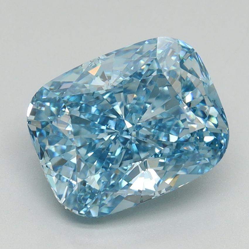 3.05 Ct. Fancy Vivid Blue Cushion Lab Grown Diamond