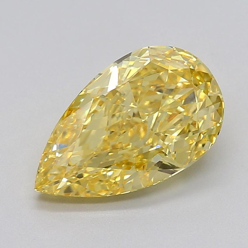 4.06 Ct. Fancy Vivid  Yellow Pear Lab Grown Diamond