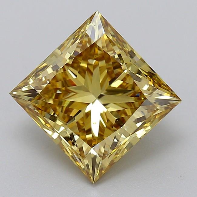 5.01 Ct. Fancy Vivid  Yellow Princess Lab Grown Diamond
