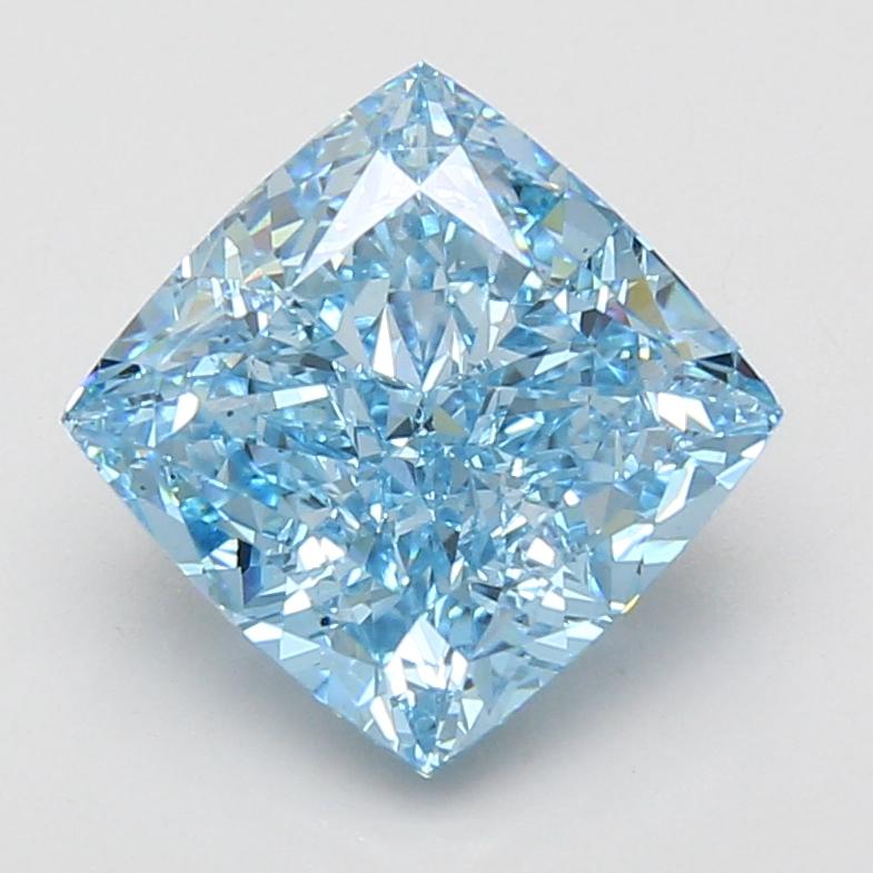 4.05 Ct. Fancy Vivid Blue Cushion Lab Grown Diamond