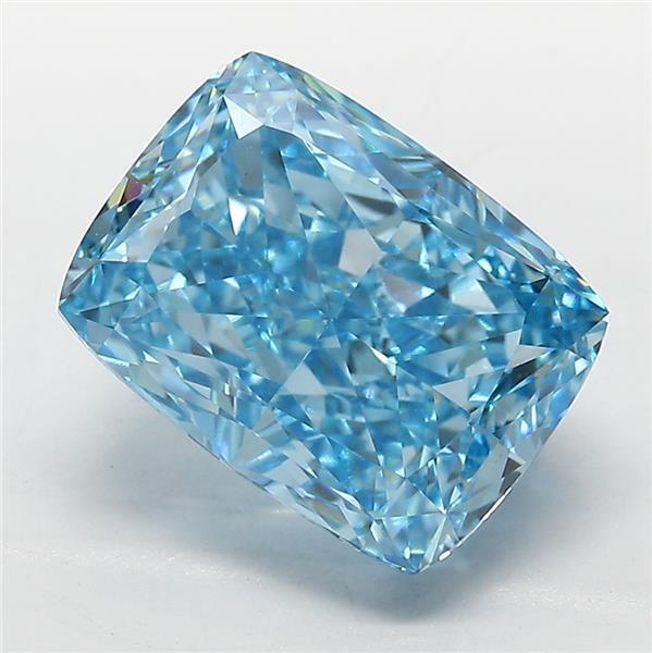 4.06 Ct. Fancy Vivid  Blue Cushion Lab Grown Diamond