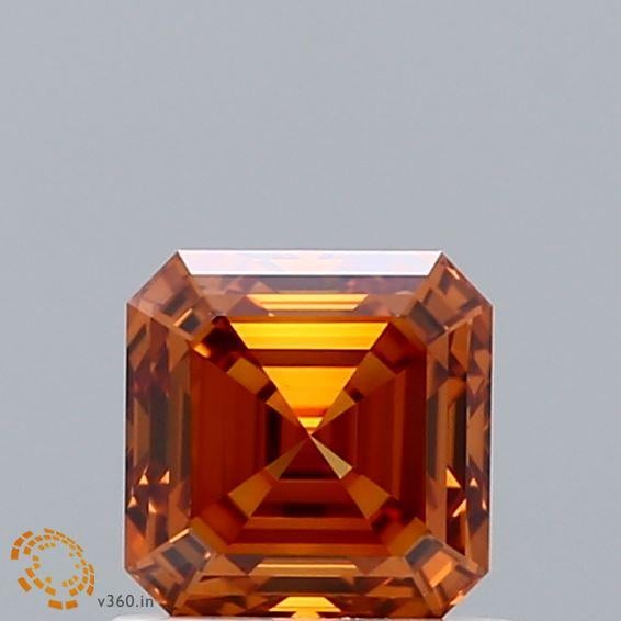 0.93 Ct. Fancy Vivid  Orange Asscher Lab Grown Diamond