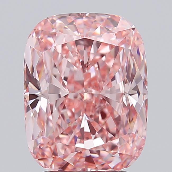 4.01 Ct. Fancy Vivid  Pink Cushion Lab Grown Diamond