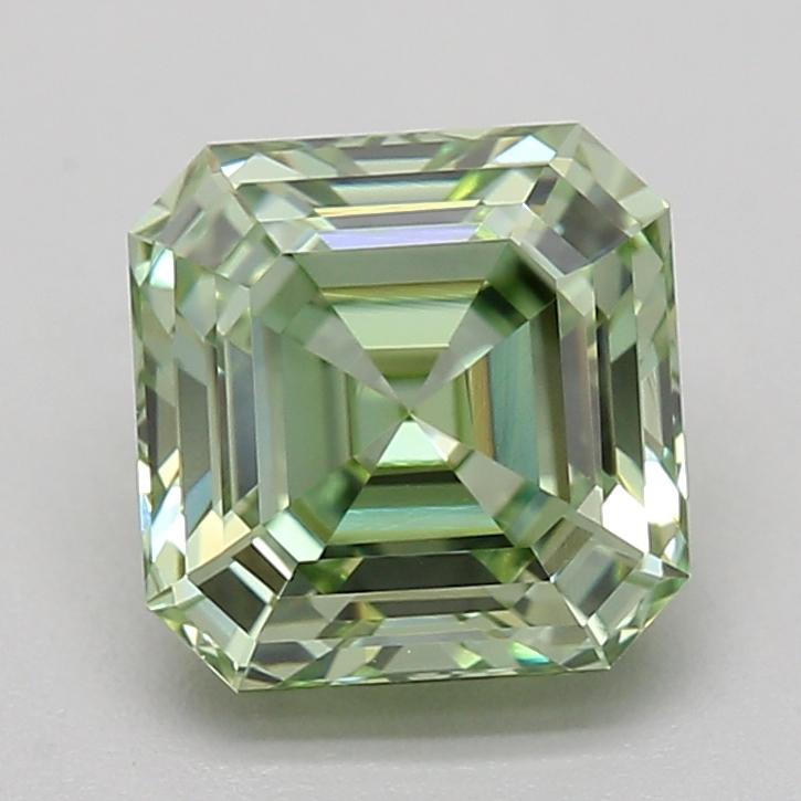 1.06 Ct. Fancy Vivid  Green Asscher Lab Grown Diamond