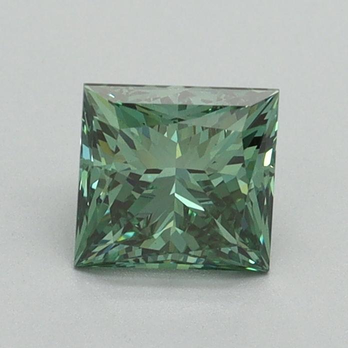 0.91 Ct. Fancy Vivid Green Princess Lab Grown Diamond