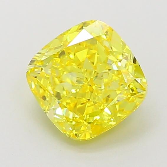 1.69 Ct. Fancy Vivid Yellow Cushion Lab Grown Diamond