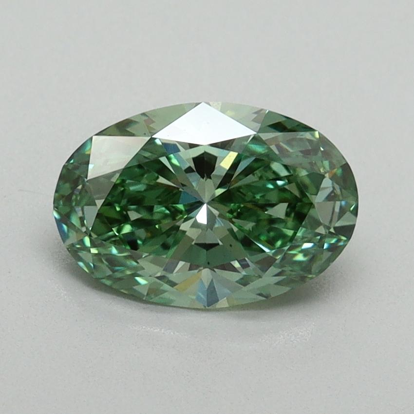 1.15 Ct. Fancy Vivid Green Oval Lab Grown Diamond