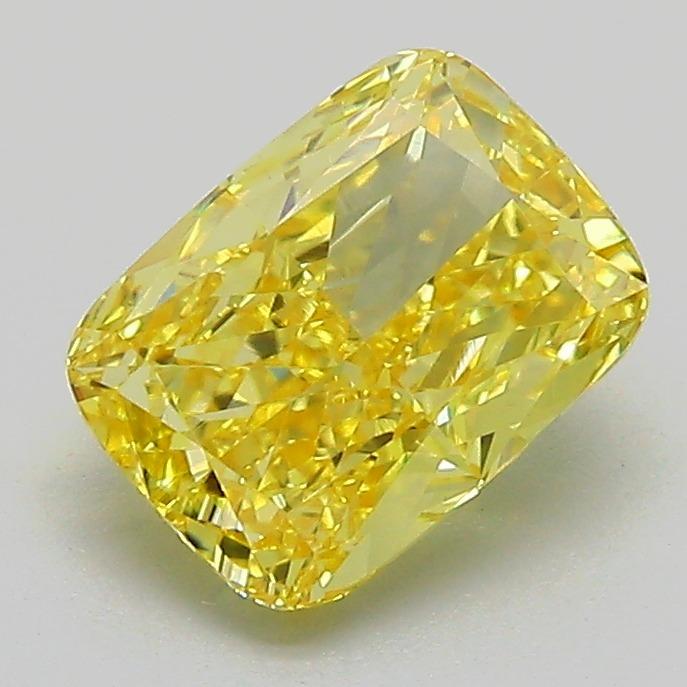 1.52 Ct. Fancy Vivid  Yellow Cushion Lab Grown Diamond