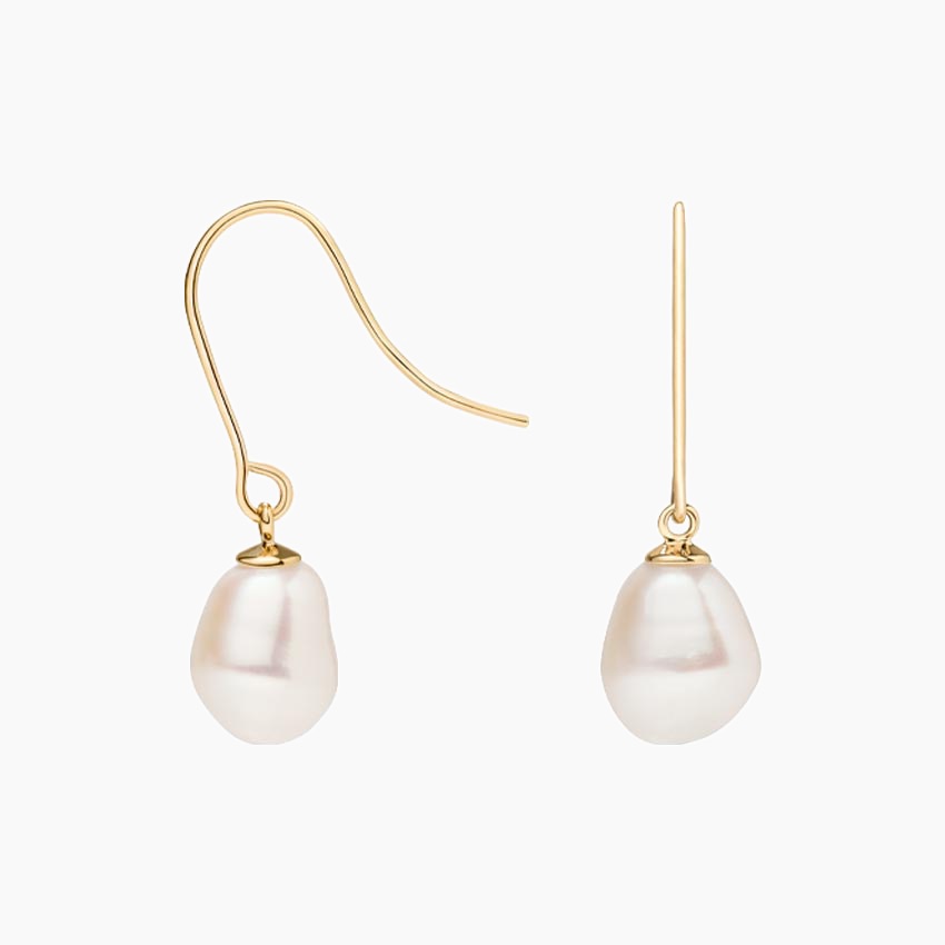14K Yellow Gold Baroque Freshwater Cultured Pearl Earrings