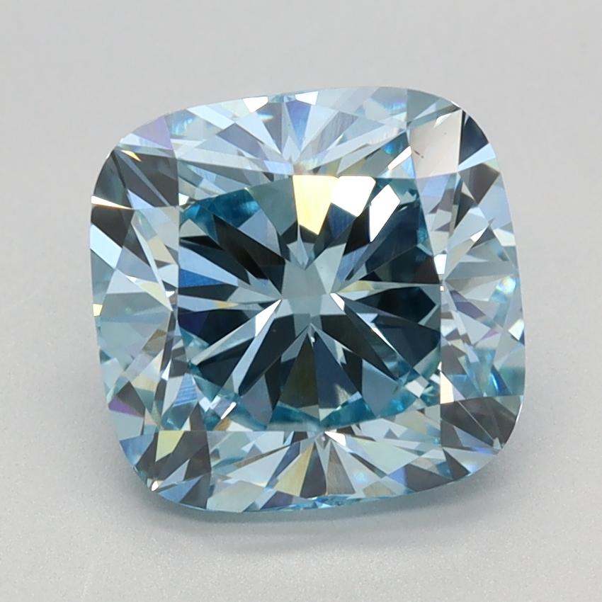 2.55 Ct. Fancy Intense Blue Cushion Lab Grown Diamond