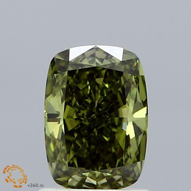 1.07 Ct. Fancy Vivid Green Cushion Lab Grown Diamond