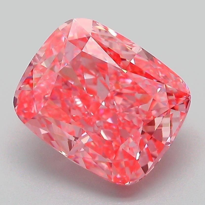 3.27 Ct. Fancy Vivid Pink Cushion Lab Grown Diamond