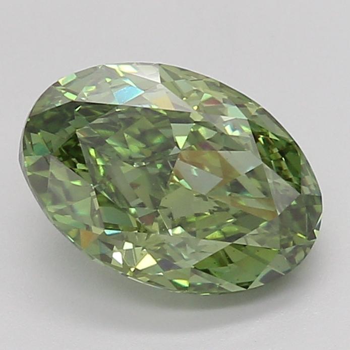 3.04 Ct. Fancy Vivid Green Oval Lab Grown Diamond