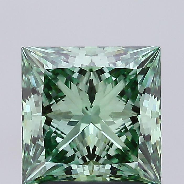 2.01 Ct. Fancy Vivid Green Princess Lab Grown Diamond
