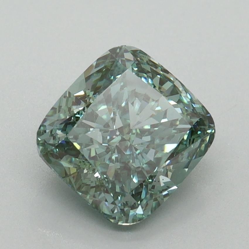 2.02 Ct. Fancy Vivid Green Cushion Lab Grown Diamond