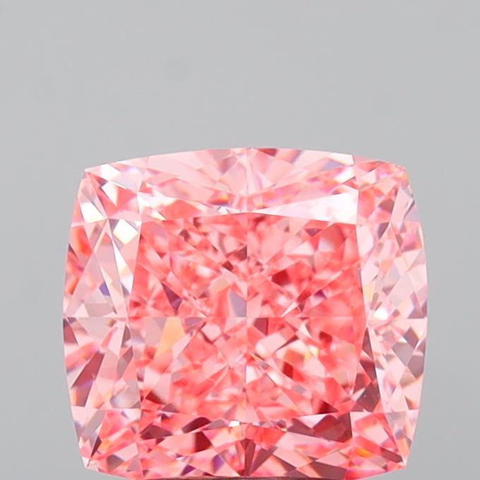 3.09 Ct. Fancy Vivid  Pink Cushion Lab Grown Diamond
