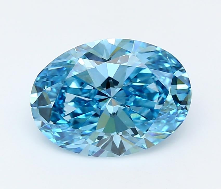 3.13 Ct. Fancy Vivid  Blue Oval Lab Grown Diamond