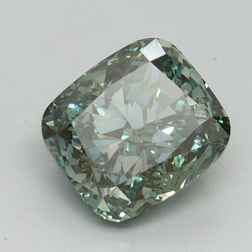 2.00 Ct. Fancy Vivid Green Cushion Lab Grown Diamond
