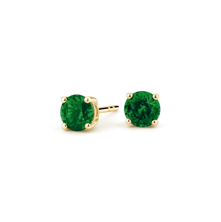 Emerald Stud Earrings in 18K Yellow Gold