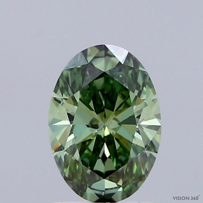 1.00 Ct. Fancy Vivid Green Oval Lab Grown Diamond