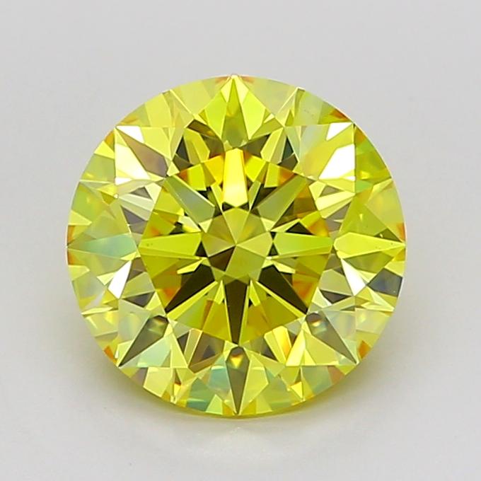 1.55 Ct. Fancy Vivid Yellow Round Lab Grown Diamond