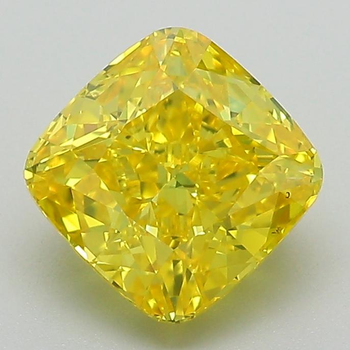 2.01 Ct. Fancy Vivid Yellow Cushion Lab Grown Diamond