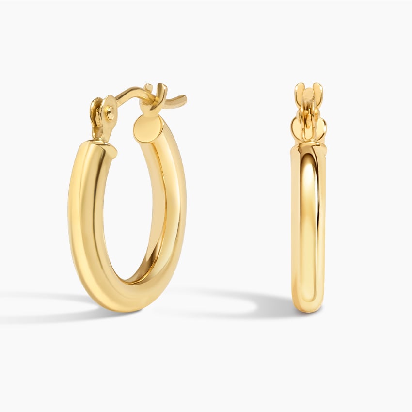 Image of 14K Yellow Gold 2mm Huggie Perfect Hoop Earrings