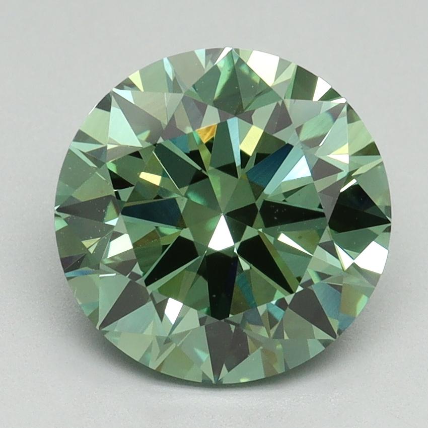 3.02 Ct. Fancy Vivid Green Round Lab Grown Diamond