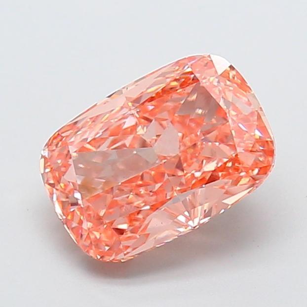 3.03 Ct. Fancy Intense Pink Orange Cushion Lab Grown Diamond