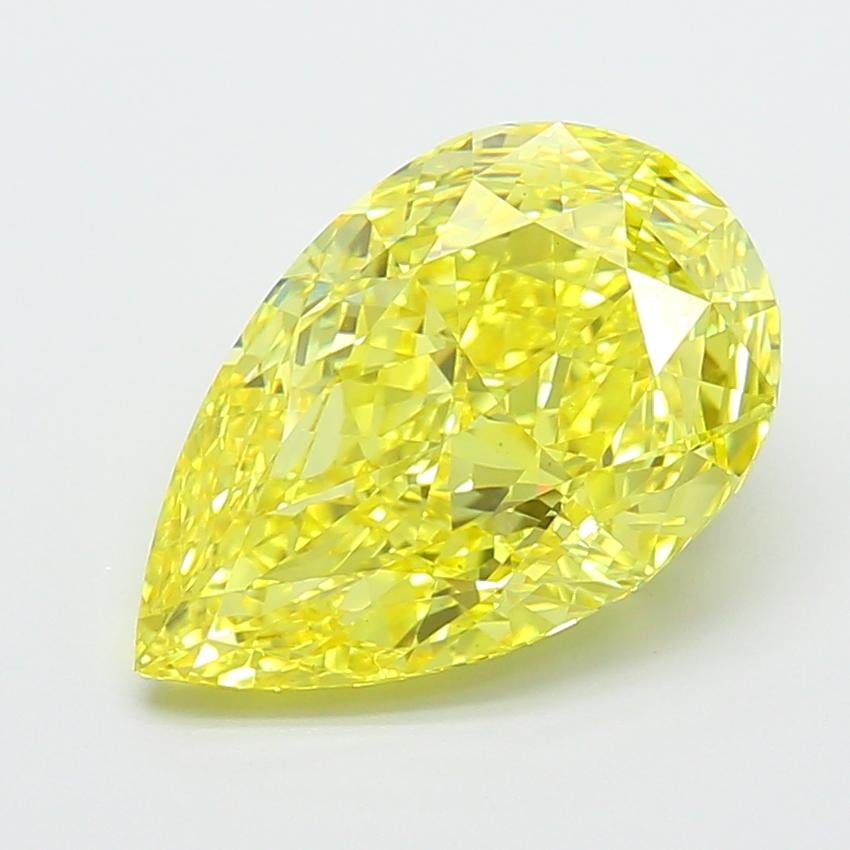 6.03 Ct. Fancy Vivid  Yellow Pear Lab Grown Diamond