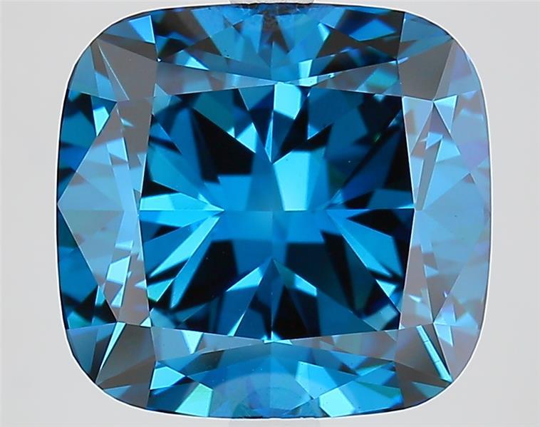 6.02 Ct. Fancy Vivid  Blue Cushion Lab Grown Diamond