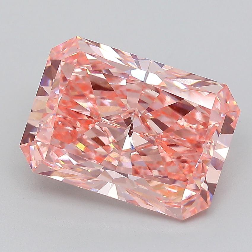 8.18 Ct. Fancy Vivid  Pink Radiant Lab Grown Diamond