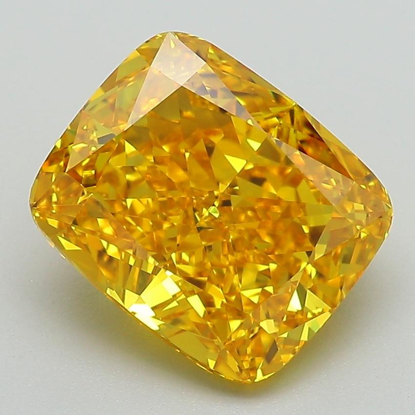 4.05 Ct. Fancy Vivid Yellow Cushion Lab Grown Diamond