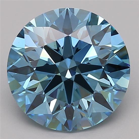 3.21 Ct. Fancy Vivid Blue Round Lab Grown Diamond
